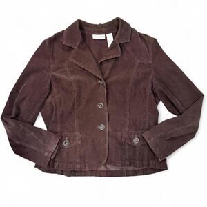 Y2k fairy boho western brown corduroy feel button blazer jacket Villager size 14